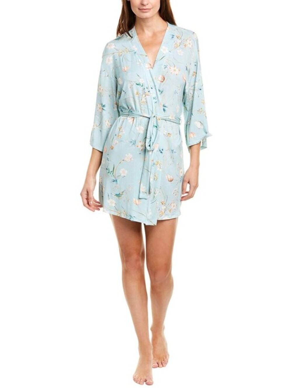 Flora Nikrooz Womens Tinsley Wrap Robe Blue Size L